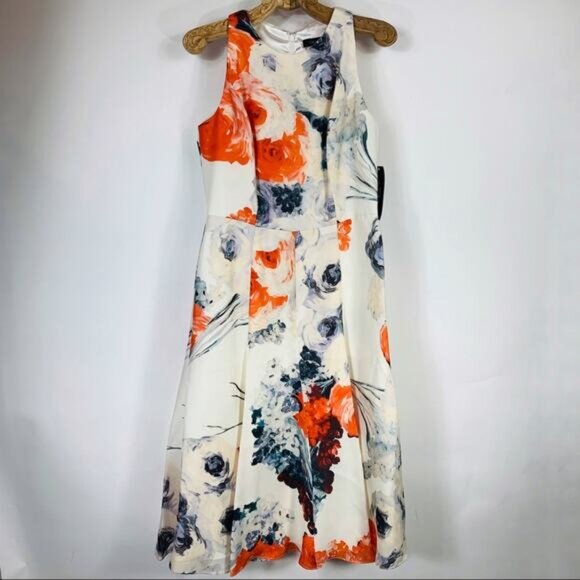 NWT Carmen Marc Valvo Midi Dress Floral Sz 8 - Picture 3 of 11